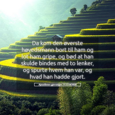 Picture 05 - Apostlenes gjerninger 21:33 NORSK - Da kom den øverste høvedsmann bort til ham og - Bible Verse Picture