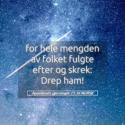 Picture 05 - Apostlenes gjerninger 21:36 NORSK - for hele mengden av folket fulgte efter og skrek: - Bible Verse Picture