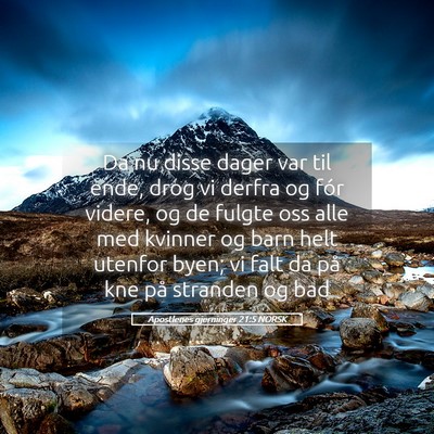 Picture 05 - Apostlenes gjerninger 21:5 NORSK - Da nu disse dager var til ende, drog vi derfra og - Bible Verse Picture