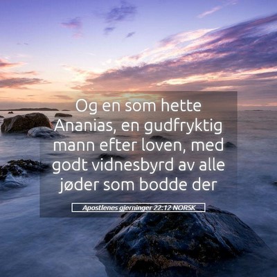 Picture 05 - Apostlenes gjerninger 22:12 NORSK - Og en som hette Ananias, en gudfryktig mann efter - Bible Verse Picture