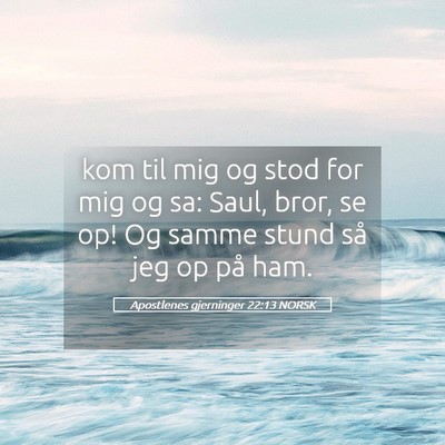 Picture 05 - Apostlenes gjerninger 22:13 NORSK - kom til mig og stod for mig og sa: Saul, bror, se - Bible Verse Picture