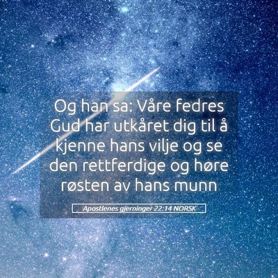 Picture 05 - Apostlenes gjerninger 22:14 NORSK - Og han sa: Våre fedres Gud har utkåret dig til - Bible Verse Picture
