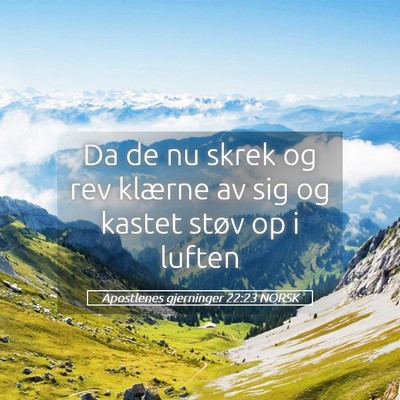 Picture 05 - Apostlenes gjerninger 22:23 NORSK - Da de nu skrek og rev klærne av sig og kastet - Bible Verse Picture