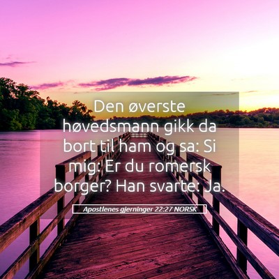 Picture 05 - Apostlenes gjerninger 22:27 NORSK - Den øverste høvedsmann gikk da bort til ham og - Bible Verse Picture