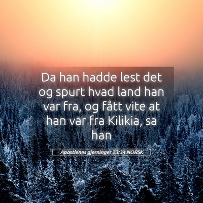 Picture 05 - Apostlenes gjerninger 23:34 NORSK - Da han hadde lest det og spurt hvad land han var - Bible Verse Picture
