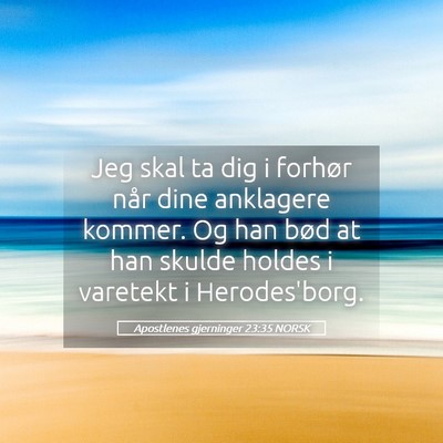 Picture 05 - Apostlenes gjerninger 23:35 NORSK - Jeg skal ta dig i forhør når dine anklagere - Bible Verse Picture