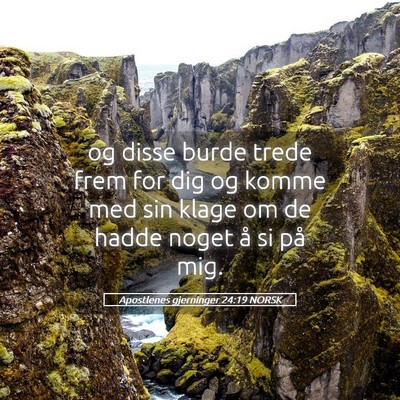 Picture 05 - Apostlenes gjerninger 24:19 NORSK - og disse burde trede frem for dig og komme med - Bible Verse Picture