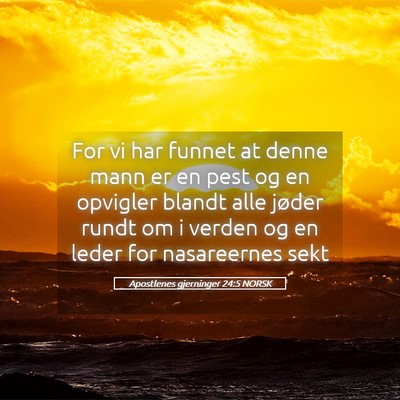 Picture 05 - Apostlenes gjerninger 24:5 NORSK - For vi har funnet at denne mann er en pest og en - Bible Verse Picture