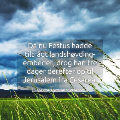 Picture 05 - Apostlenes gjerninger 25:1 NORSK - Da nu Festus hadde tiltrådt - Bible Verse Picture