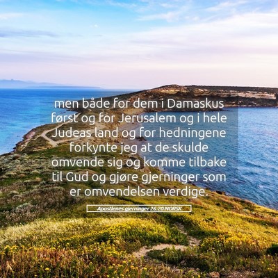 Picture 05 - Apostlenes gjerninger 26:20 NORSK - men både for dem i Damaskus først og for - Bible Verse Picture