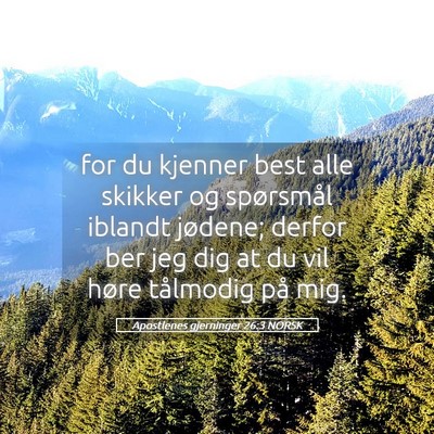 Picture 05 - Apostlenes gjerninger 26:3 NORSK - for du kjenner best alle skikker og spørsmål - Bible Verse Picture