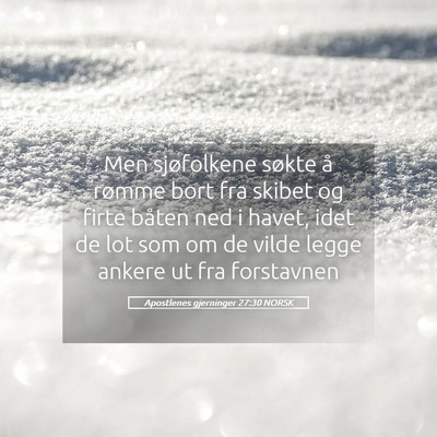 Picture 05 - Apostlenes gjerninger 27:30 NORSK - Men sjøfolkene søkte å rømme bort fra skibet - Bible Verse Picture