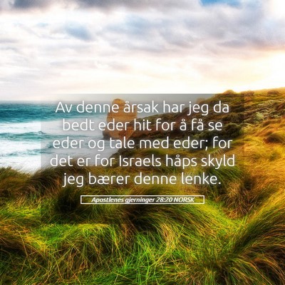 Picture 05 - Apostlenes gjerninger 28:20 NORSK - Av denne årsak har jeg da bedt eder hit for å - Bible Verse Picture