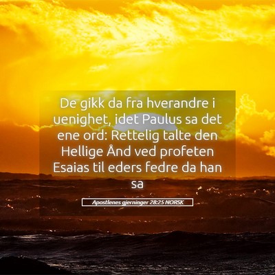 Picture 05 - Apostlenes gjerninger 28:25 NORSK - De gikk da fra hverandre i uenighet, idet Paulus - Bible Verse Picture