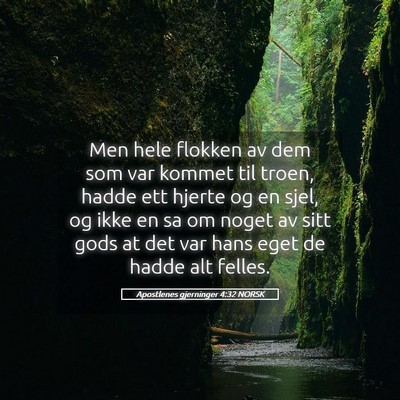 Picture 05 - Apostlenes gjerninger 4:32 NORSK - Men hele flokken av dem som var kommet til troen, - Bible Verse Picture