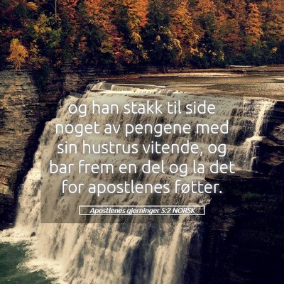 Picture 05 - Apostlenes gjerninger 5:2 NORSK - og han stakk til side noget av pengene med sin - Bible Verse Picture