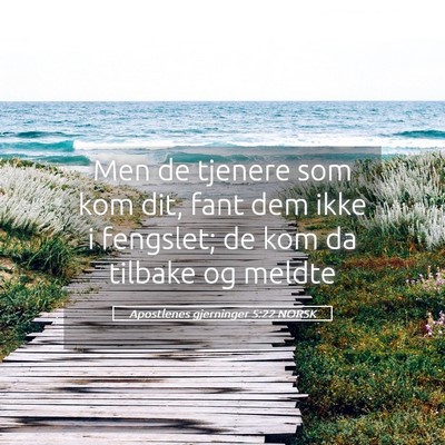 Picture 05 - Apostlenes gjerninger 5:22 NORSK - Men de tjenere som kom dit, fant dem ikke i - Bible Verse Picture