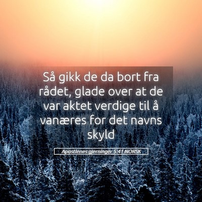 Picture 05 - Apostlenes gjerninger 5:41 NORSK - Så gikk de da bort fra rådet, glade over at de - Bible Verse Picture