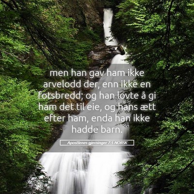 Picture 05 - Apostlenes gjerninger 7:5 NORSK - men han gav ham ikke arvelodd der, enn ikke en - Bible Verse Picture