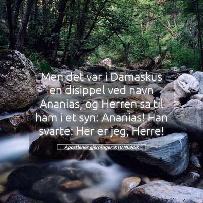 Picture 05 - Apostlenes gjerninger 9:10 NORSK - Men det var i Damaskus en disippel ved navn - Bible Verse Picture
