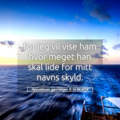 Picture 05 - Apostlenes gjerninger 9:16 NORSK - for jeg vil vise ham hvor meget han skal lide for - Bible Verse Picture