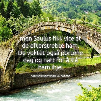 Picture 05 - Apostlenes gjerninger 9:24 NORSK - men Saulus fikk vite at de efterstrebte ham. De - Bible Verse Picture
