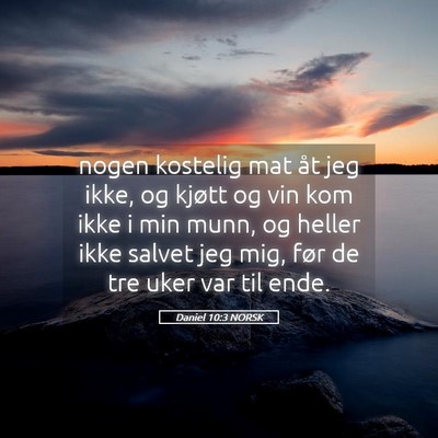 Picture 05 - Daniel 10:3 NORSK - nogen kostelig mat åt jeg ikke, og kjøtt og vin - Bible Verse Picture