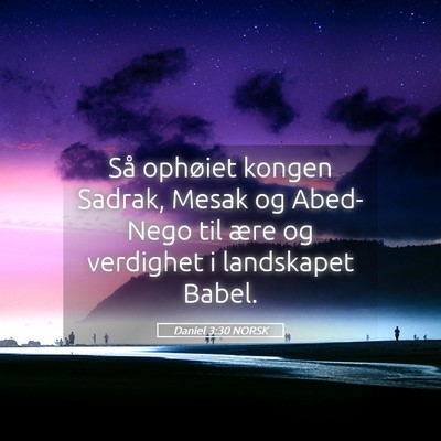 Picture 05 - Daniel 3:30 NORSK - Så ophøiet kongen Sadrak, Mesak og Abed-Nego - Bible Verse Picture