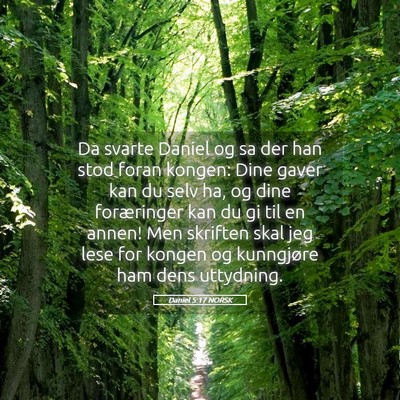 Picture 05 - Daniel 5:17 NORSK - Da svarte Daniel og sa der han stod foran kongen: - Bible Verse Picture