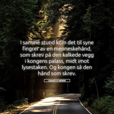 Picture 05 - Daniel 5:5 NORSK - I samme stund kom det til syne fingrer av en - Bible Verse Picture