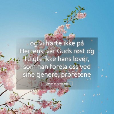 Picture 05 - Daniel 9:10 NORSK - og vi hørte ikke på Herrens, vår Guds røst og - Bible Verse Picture