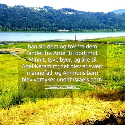 Picture 05 - Dommerne 11:33 NORSK - han slo dem og tok fra dem landet fra Aroer til - Bible Verse Picture