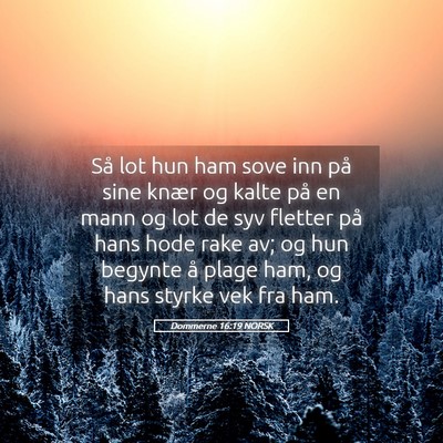 Picture 05 - Dommerne 16:19 NORSK - Så lot hun ham sove inn på sine knær og kalte - Bible Verse Picture