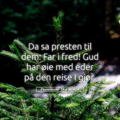 Picture 05 - Dommerne 18:6 NORSK - Da sa presten til dem: Far i fred! Gud har øie - Bible Verse Picture