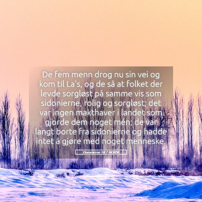Picture 05 - Dommerne 18:7 NORSK - De fem menn drog nu sin vei og kom til La's, og - Bible Verse Picture