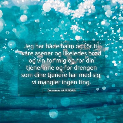 Picture 05 - Dommerne 19:19 NORSK - Jeg har både halm og fôr til våre asener og - Bible Verse Picture