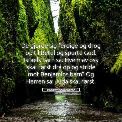 Picture 05 - Dommerne 20:18 NORSK - De gjorde sig ferdige og drog op til Betel og - Bible Verse Picture