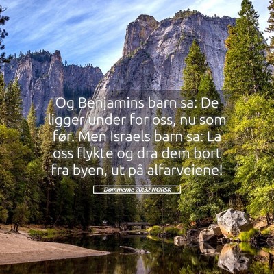 Picture 05 - Dommerne 20:32 NORSK - Og Benjamins barn sa: De ligger under for oss, nu - Bible Verse Picture