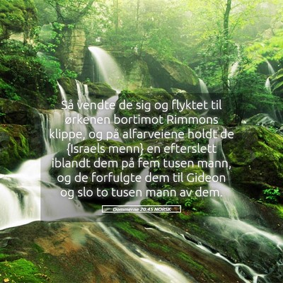 Picture 05 - Dommerne 20:45 NORSK - Så vendte de sig og flyktet til ørkenen - Bible Verse Picture