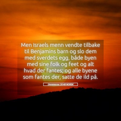 Picture 05 - Dommerne 20:48 NORSK - Men Israels menn vendte tilbake til Benjamins - Bible Verse Picture