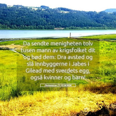 Picture 05 - Dommerne 21:10 NORSK - Da sendte menigheten tolv tusen mann av - Bible Verse Picture