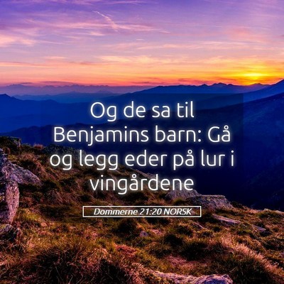 Picture 05 - Dommerne 21:20 NORSK - Og de sa til Benjamins barn: Gå og legg eder på - Bible Verse Picture