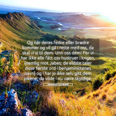 Picture 05 - Dommerne 21:22 NORSK - Og når deres fedre eller brødre kommer og vil - Bible Verse Picture