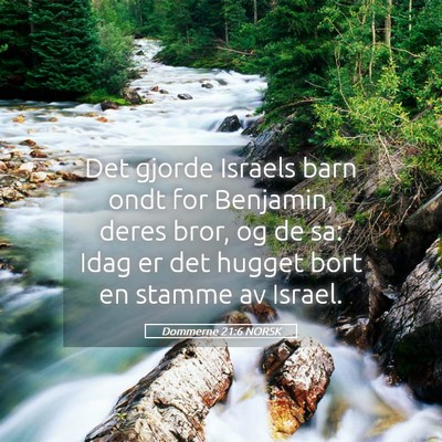 Picture 05 - Dommerne 21:6 NORSK - Det gjorde Israels barn ondt for Benjamin, deres - Bible Verse Picture