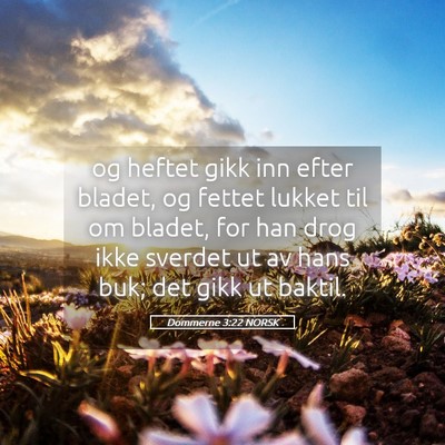 Picture 05 - Dommerne 3:22 NORSK - og heftet gikk inn efter bladet, og fettet lukket - Bible Verse Picture