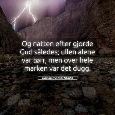 Picture 05 - Dommerne 6:40 NORSK - Og natten efter gjorde Gud således; ullen alene - Bible Verse Picture