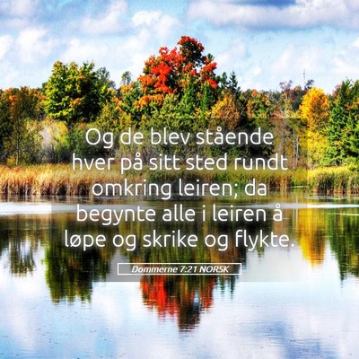 Picture 05 - Dommerne 7:21 NORSK - Og de blev stående hver på sitt sted rundt - Bible Verse Picture
