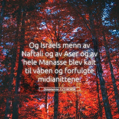 Picture 05 - Dommerne 7:23 NORSK - Og Israels menn av Naftali og av Aser og av hele - Bible Verse Picture