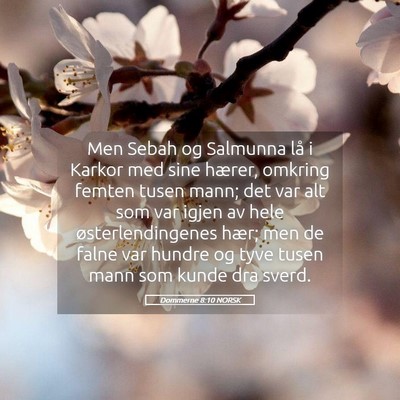 Picture 05 - Dommerne 8:10 NORSK - Men Sebah og Salmunna lå i Karkor med sine - Bible Verse Picture