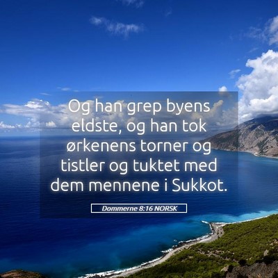Picture 05 - Dommerne 8:16 NORSK - Og han grep byens eldste, og han tok ørkenens - Bible Verse Picture